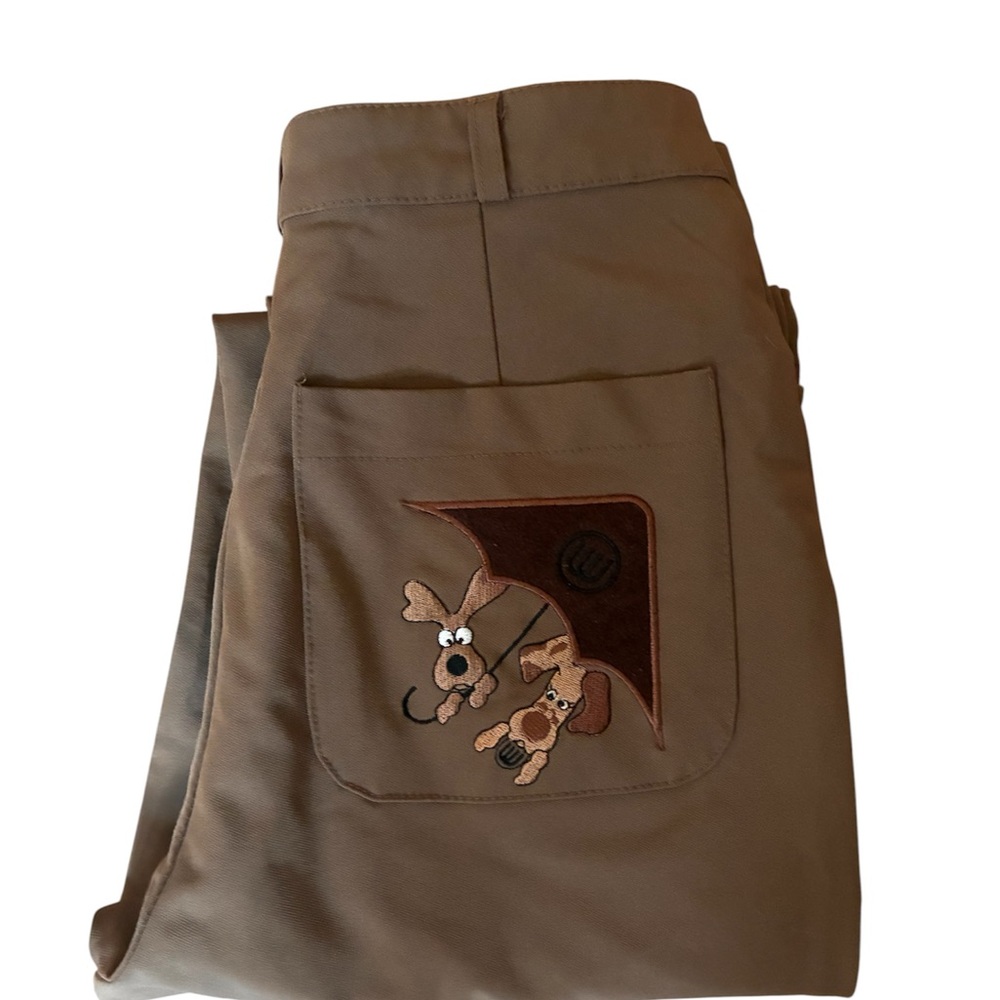 Unisex Designer Japan Brown Casual Pants with Dog Patch